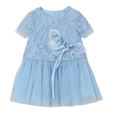 Mimisol Plain Dress With Embroidery And Light Blue Tulle For Newborn