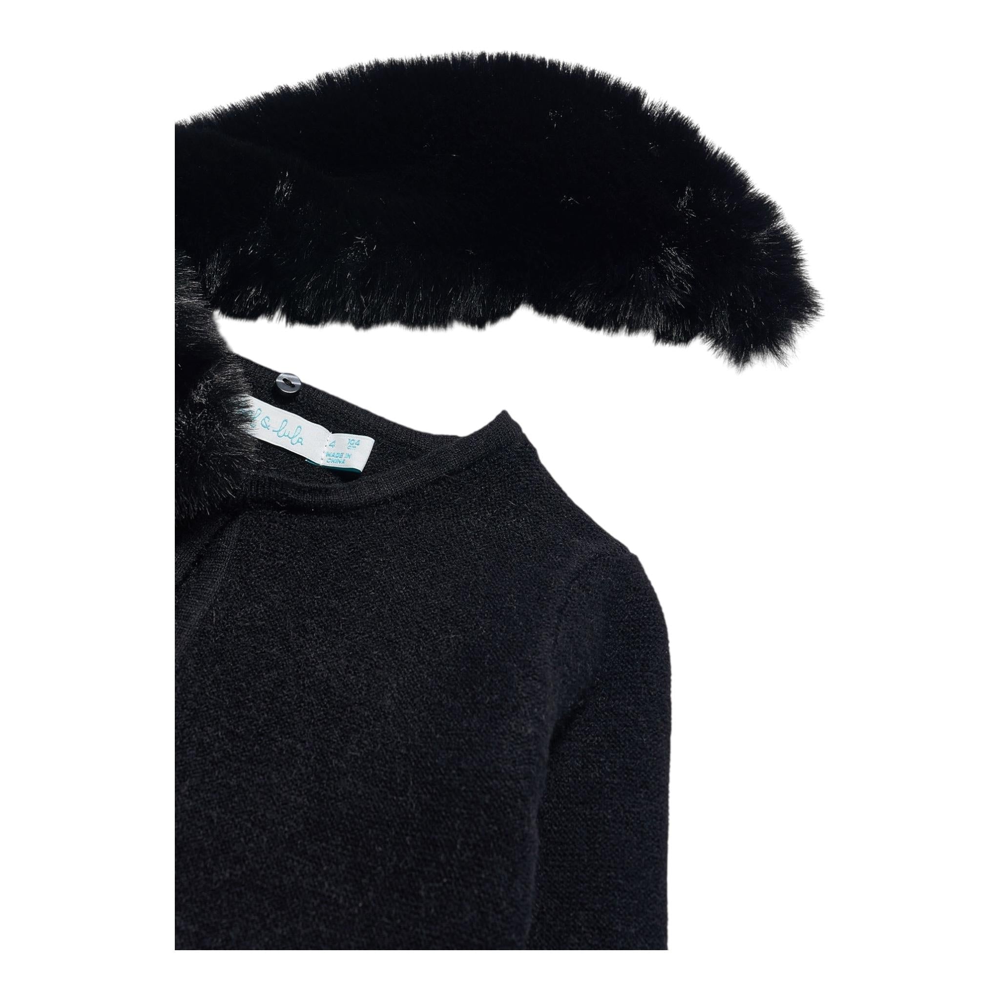 ABEL & LULA cardigan tinta unita collo pelliccia Nero per Bambina 5828X NERO ABEL & LULA 