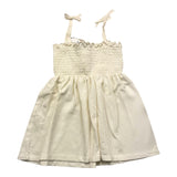 Babidu Plain Cream Strap Dress For Baby Girl