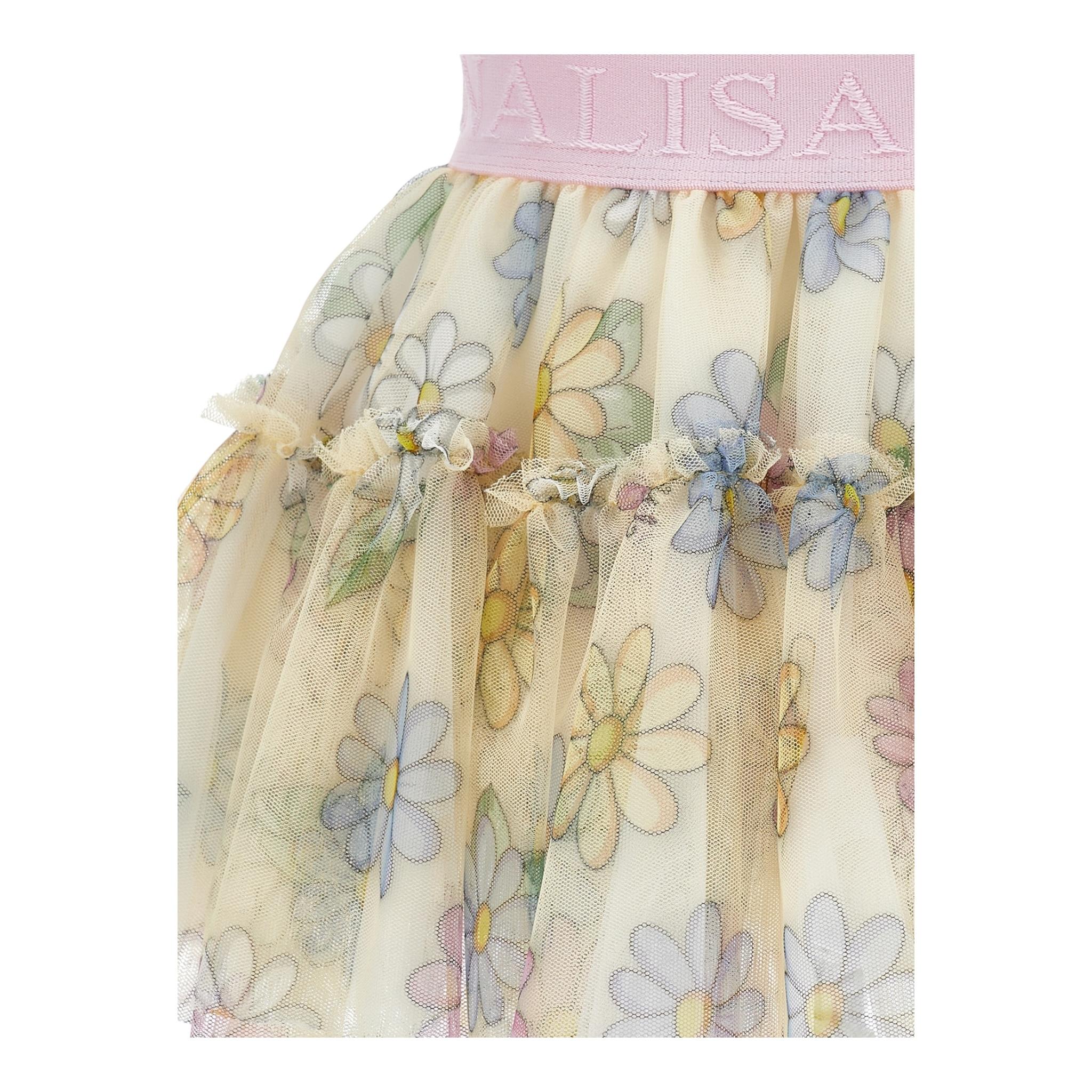 Monnalisa Gonna Tinta Unita In Tulle con Stampa Fiori per Neonata 31E702 GIALLO MONNALISA 