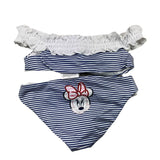 Monnalisa 2-Piece Costume Solid Color Bandeau-Briefs Striped Pattern White For Baby Girl