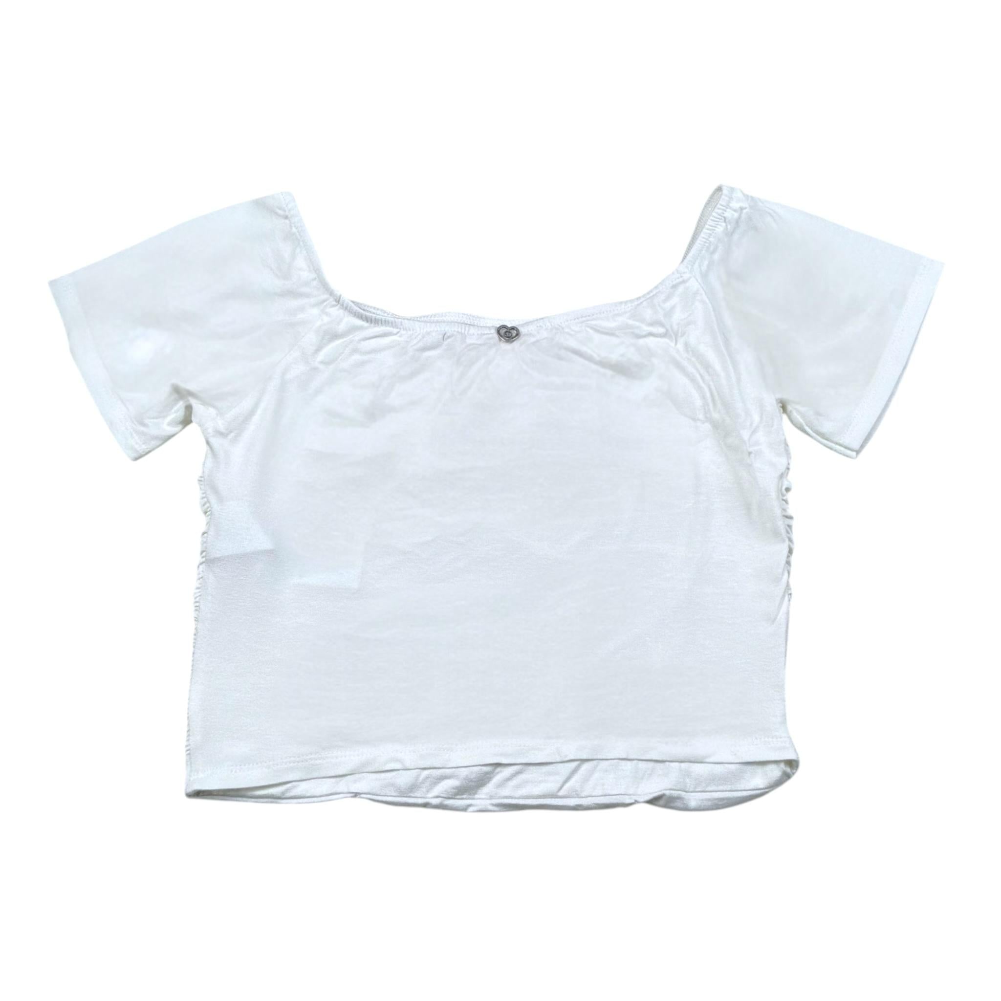 Please T-Shirt Tinta Unita Mezza Manica per Bambina MB24032G73 BIANCO PLEASE 