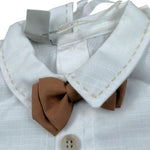 Marlu' Pagliaccetto Mezza Manica Bicolore per Neonato EB5223X BIANCO/BEIGE MARLU' 