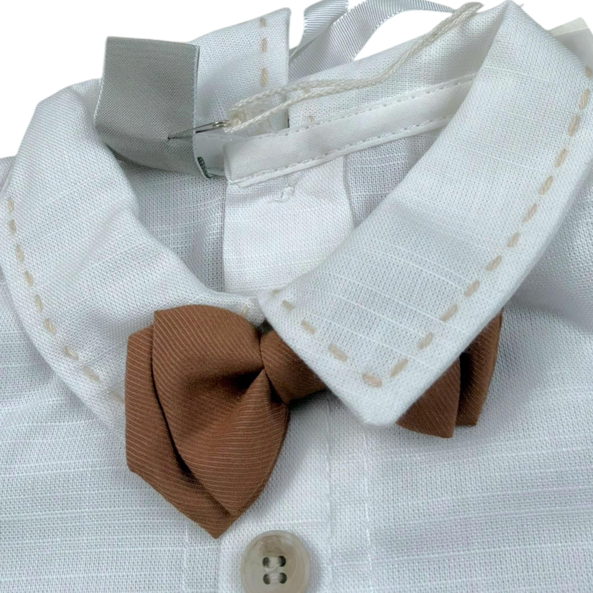 Marlu' Pagliaccetto Mezza Manica Bicolore per Neonato EB5223X BIANCO/BEIGE MARLU' 