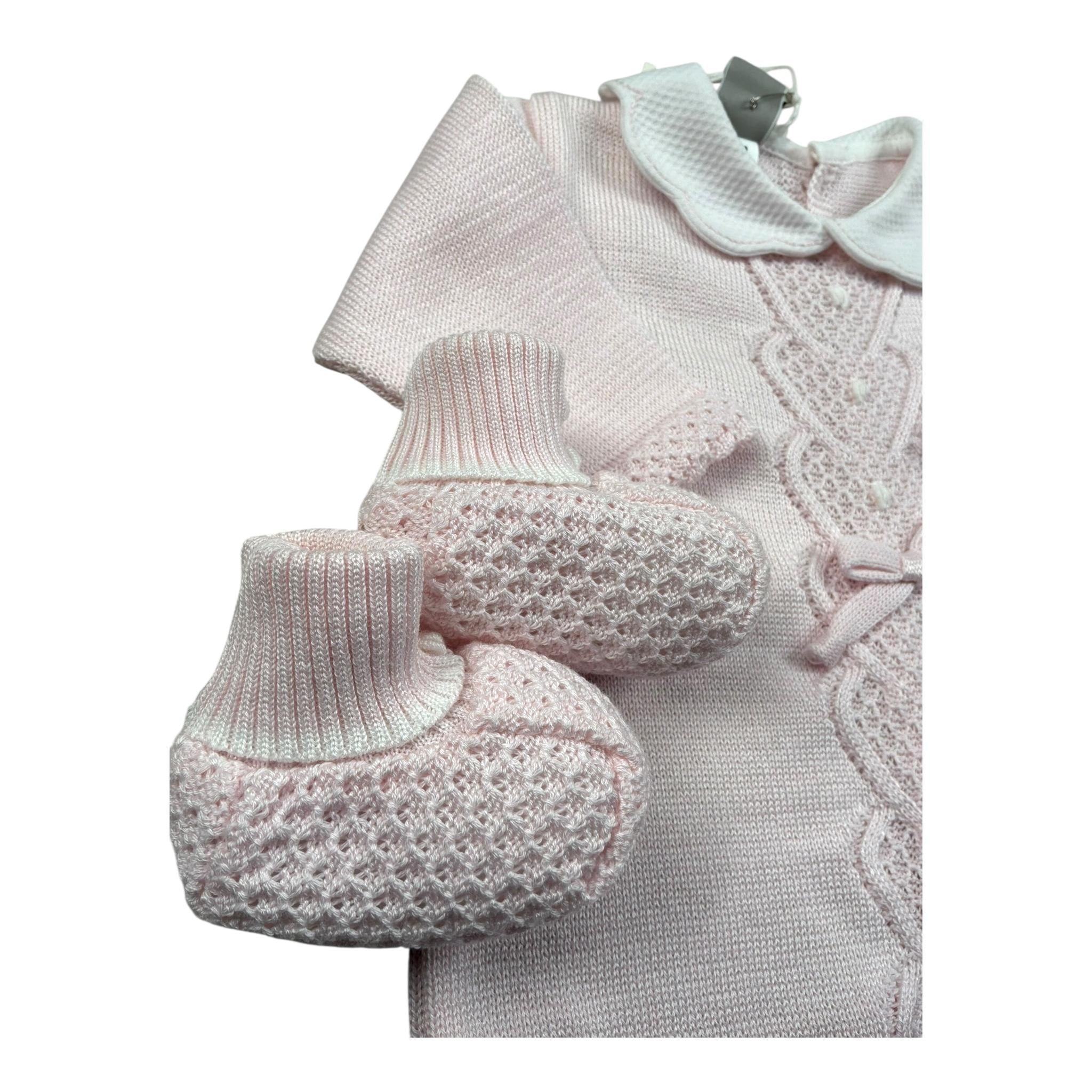 Marlu' Tutina Manica Lunga Tinta Unita con Babbucce per Neonata ES1310 ROSA MARLU' 