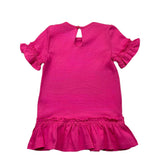 Diesel Half Sleeve Crew Neck Two-Tone Dress With Fuchsia Print For Baby Girl