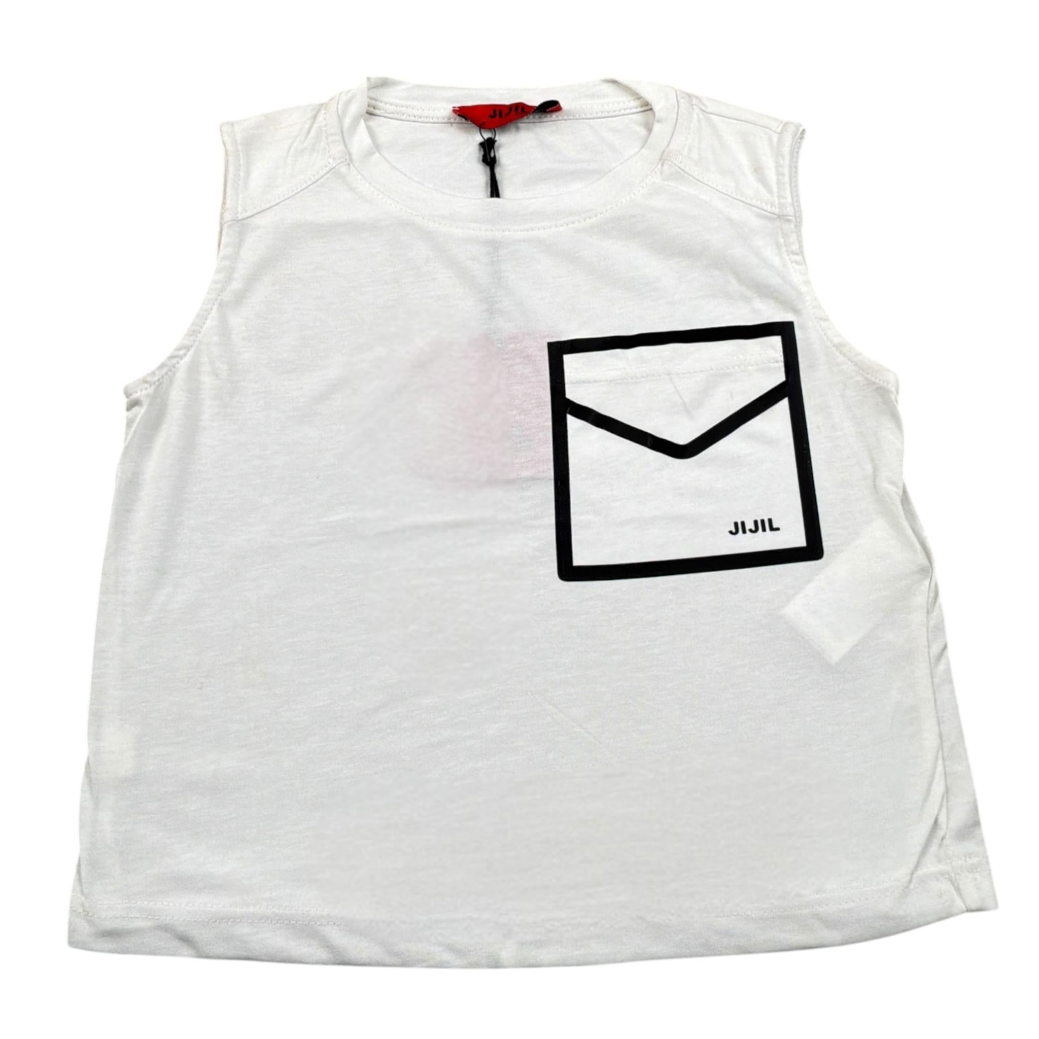 Jijil Canotta tinta unita con Stampa Bianco per Bambina JJE23TS088 BIANCO JIJIL 