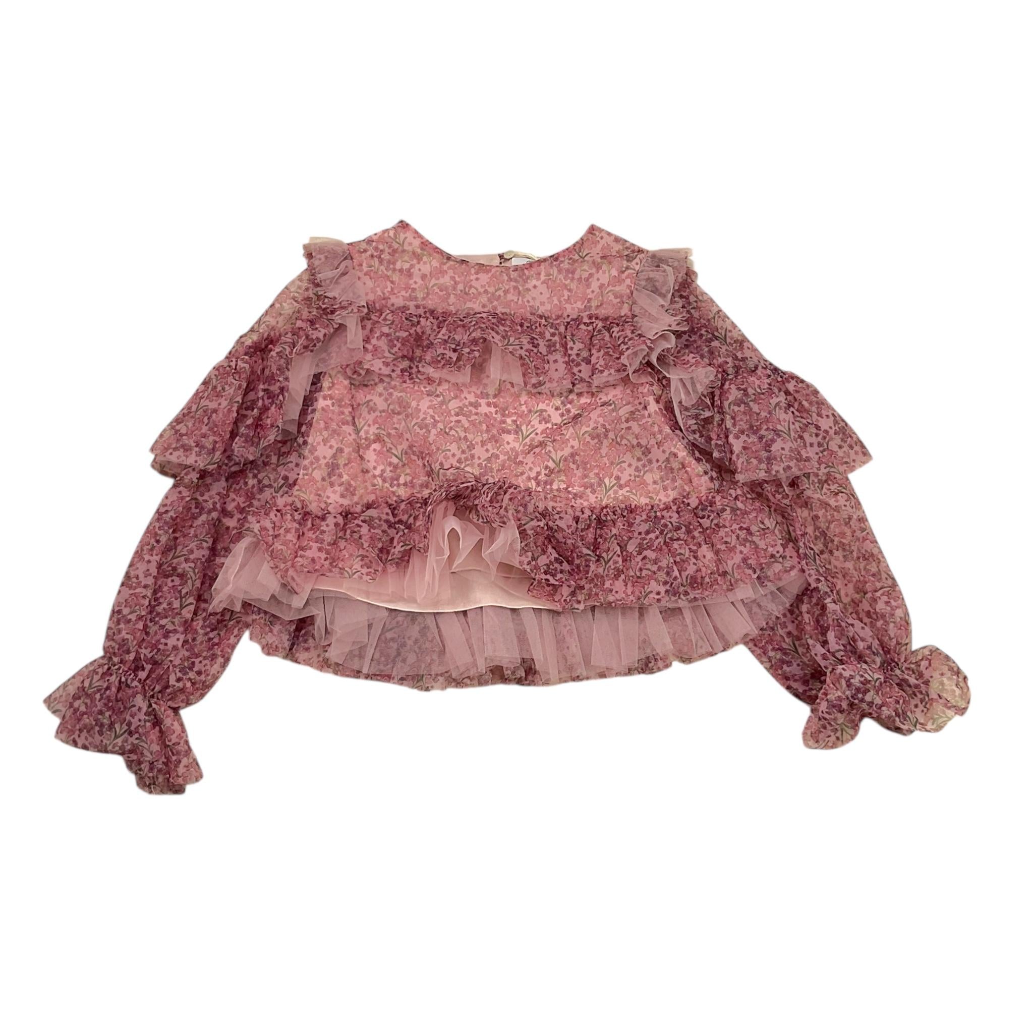 SIMONETTA camicia modello crop tinta unita con tulle e fantasia Glicine per Bambina ST5A60 GLICINE SIMONETTA 