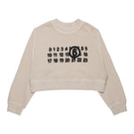 MAISON MARGIELA felpa girocollo mdello crop tinta unita con stampa Beige per Bambina M60683 BEIGE MAISON MARGIELA 