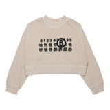 MAISON MARGIELA felpa girocollo mdello crop tinta unita con stampa Beige per Bambina M60683 BEIGE MAISON MARGIELA 