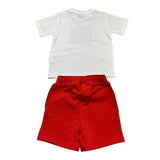 Cesare Paciotti Completo 2 Pezzi T-Shirt-Bermuda Bicolore con Stampa per Neonato COMP5114B BIANCO/ROSSO CESARE PACIOTTI 
