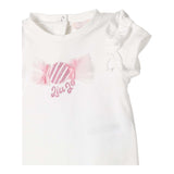 Liu Jo Solid Color Crew Neck T-Shirt with Contrasting Print White for Baby Girls