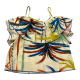 Mariuccia Solid Color Top With Ruffles And Straps And Beige Print For Girls