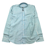 Shako' Long Sleeve Shirt Striped Pattern Korean Collar White/Blue For Boys