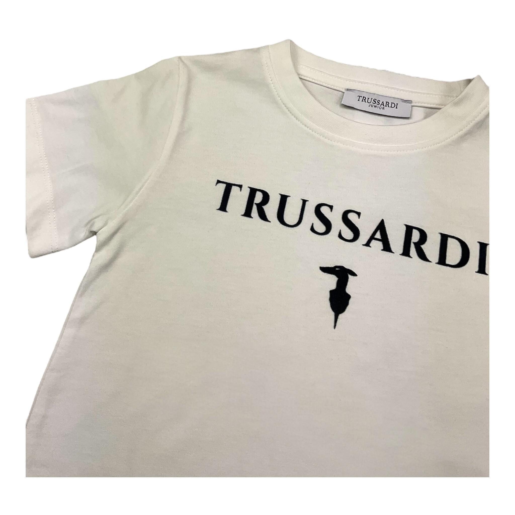 TRUSSARDI t-shirt girocollo tinta unita con stampa logo Bianco per Bambino TBA25003TS BIANCO TRUSSARDI 