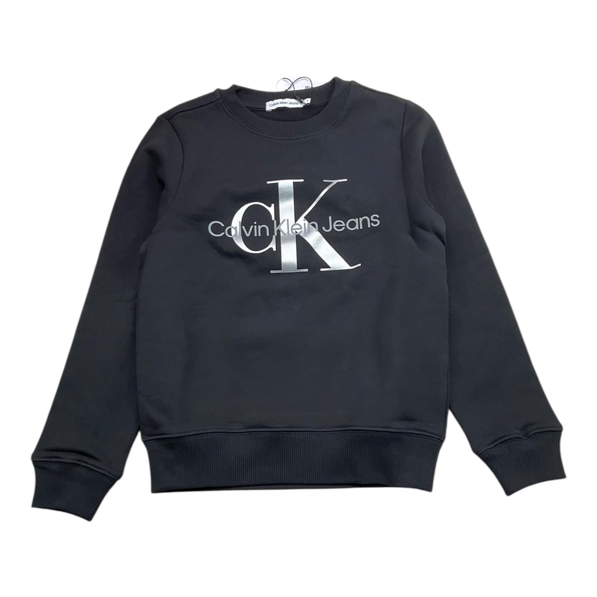 CALVIN KLEIN felpa girocollo tinta unita con stampa Nero per Bambino U00602K NERO CALVIN KLEIN 