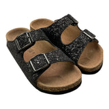 Colors Of California Black Glitter Solid Color Slipper For Girls