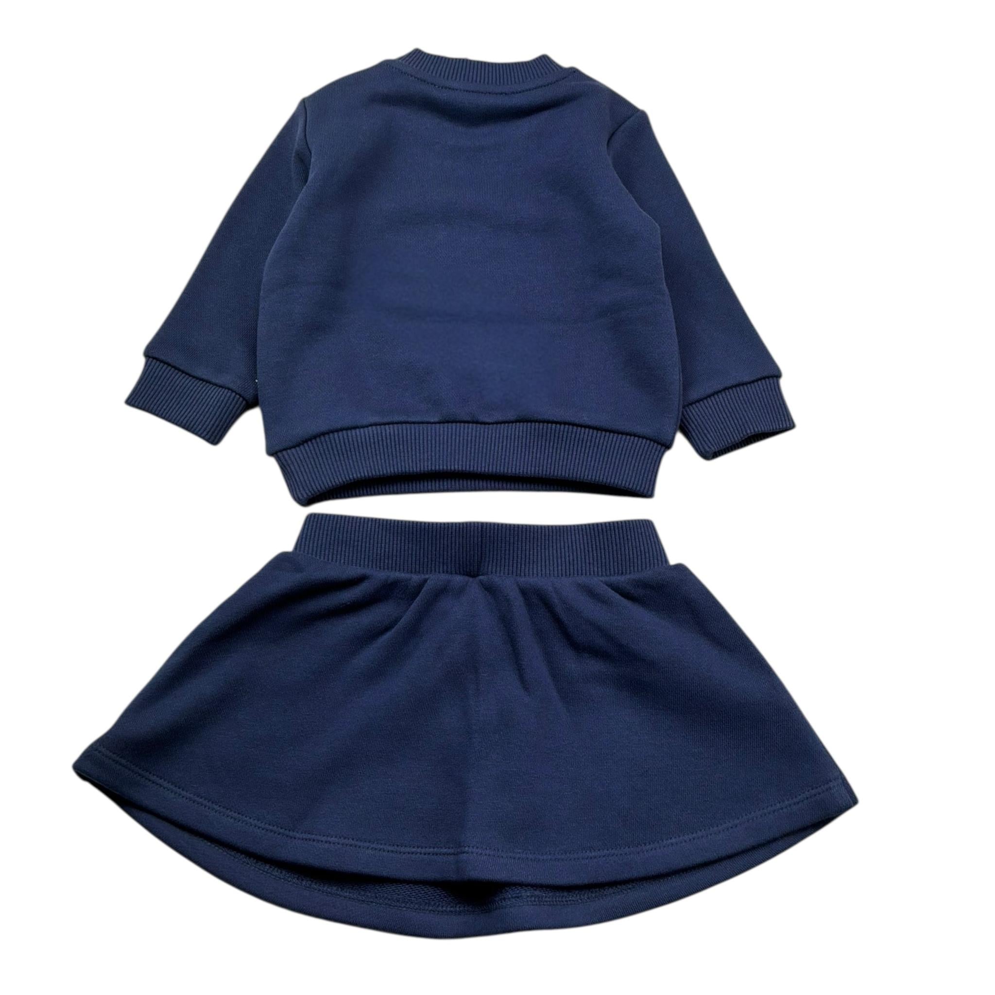 Moschino Completo 2 Pezzi Felpa-Gonna Tinta Unita per Neonata MTF060 BLU MOSCHINO 