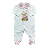 Le Bebe Tutina Manica Lunga Tinta Unita con Colletto E Stampa In Contrasto per Neonata LBG6263 BIANCO LE BEBE 