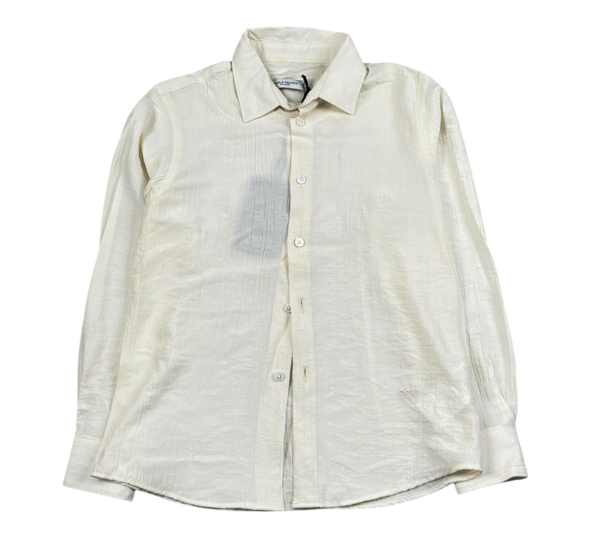 Paolo Pecora Camicia Manica Lunga Tinta Unita per Bambino PP4355 SABBIA PAOLO PECORA 