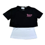 Juicy Couture T-Shirt Crop con Finta Canotta Bicolore per Bambina JBX6691 NERO/BIANCO JUICY COUTURE 