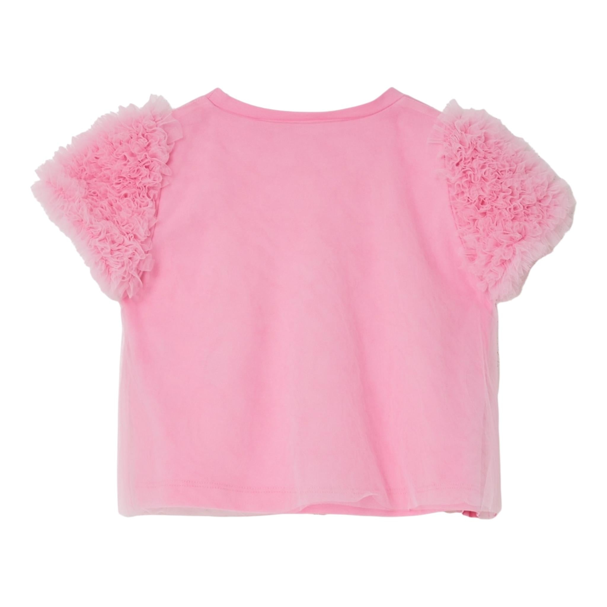 Liu Jo T-Shirt Girocollo Tinta Unita con Tulle per Bambina KA5127X ROSA LIU JO 