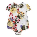 Dolce &amp; Gabbana Floral Print Half Sleeve Romper White For Baby Girl
