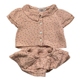 Babidu 2 Piece Set Shirt-Panty Solid Color Pink Polka Dot Pattern For Baby Girl