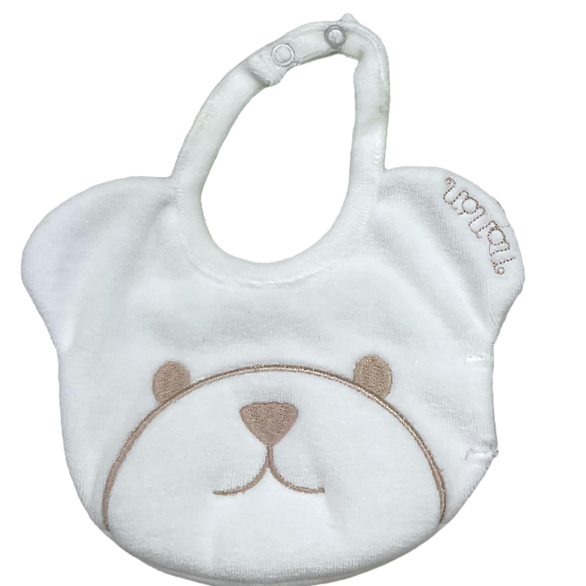 NANAN bavetta tinta unita forma orso Bianco per Neonata I24045R BIANCO NANAN 