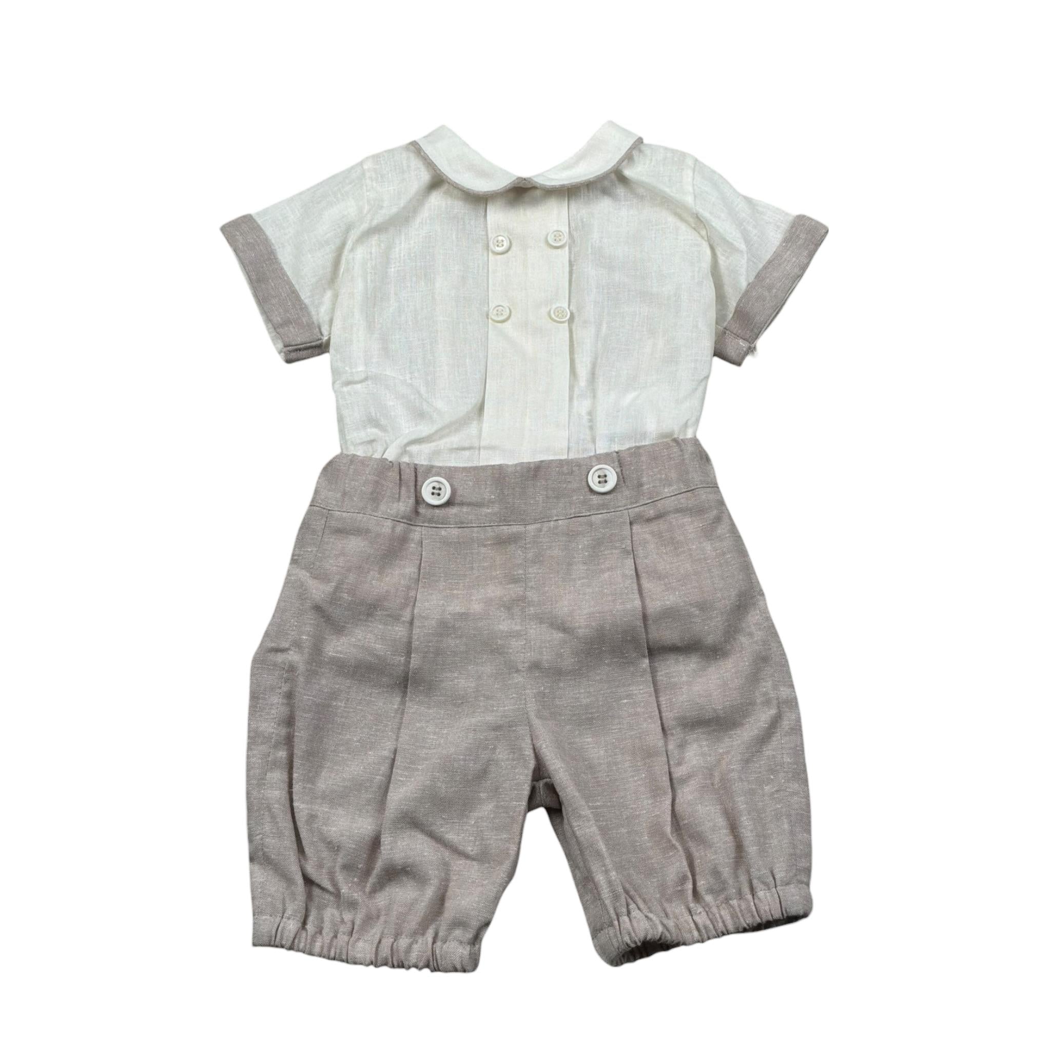Pure Firenze Completo 2 Pezzi Camicia-Bermuda Beige per Neonato PC03308 BEIGE PURE FIRENZE 