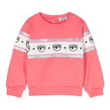 Chiara Ferragni Solid Color Crewneck Sweatshirt With Strawberry Print For Baby Girl
