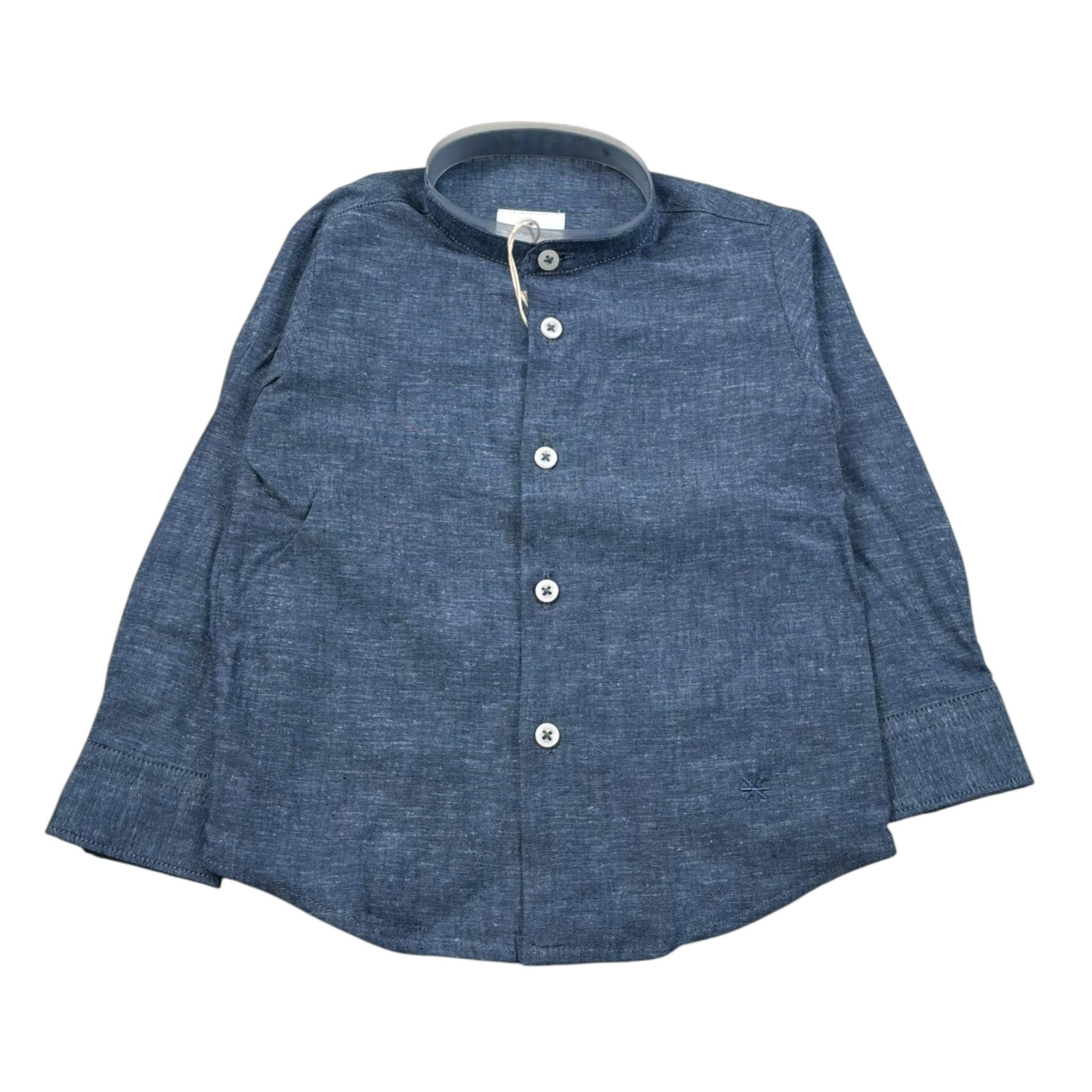 Manuel Ritz Camicia Manica Lunga Tinta Unita Collo Coreano per Neonato MR2493 BLU MANUEL RITZ 