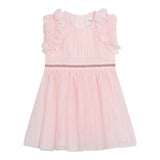 Carre'Ment Beau Solid Color Sleeveless Dress With Pink Tulle For Baby Girl