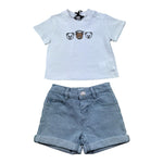 Moschino Completo 2 Pezzi T-Shirt-Bermuda Tinta Unita con Stampa per Neonato MUG01O BIANCO MOSCHINO 