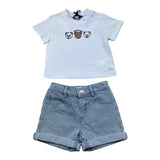 Moschino Completo 2 Pezzi T-Shirt-Bermuda Tinta Unita con Stampa per Neonato MUG01O BIANCO MOSCHINO 