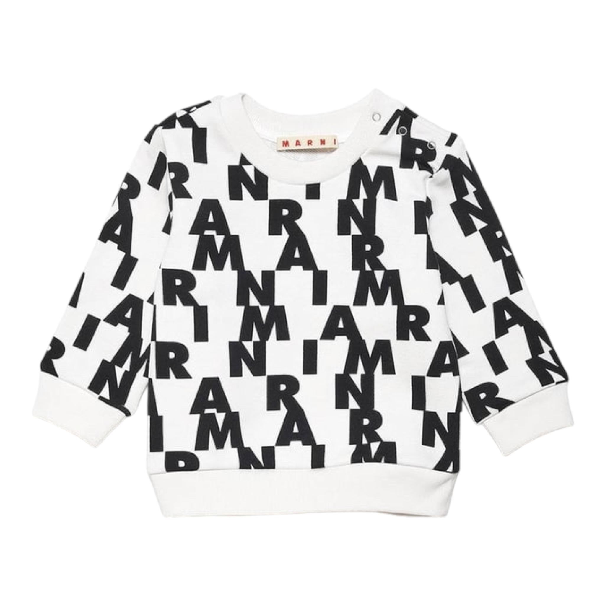 MARNI felpa tinta unita girocollo con stampa Bianco/nero per Neonato M00880 BIANCO/NERO MARNI 