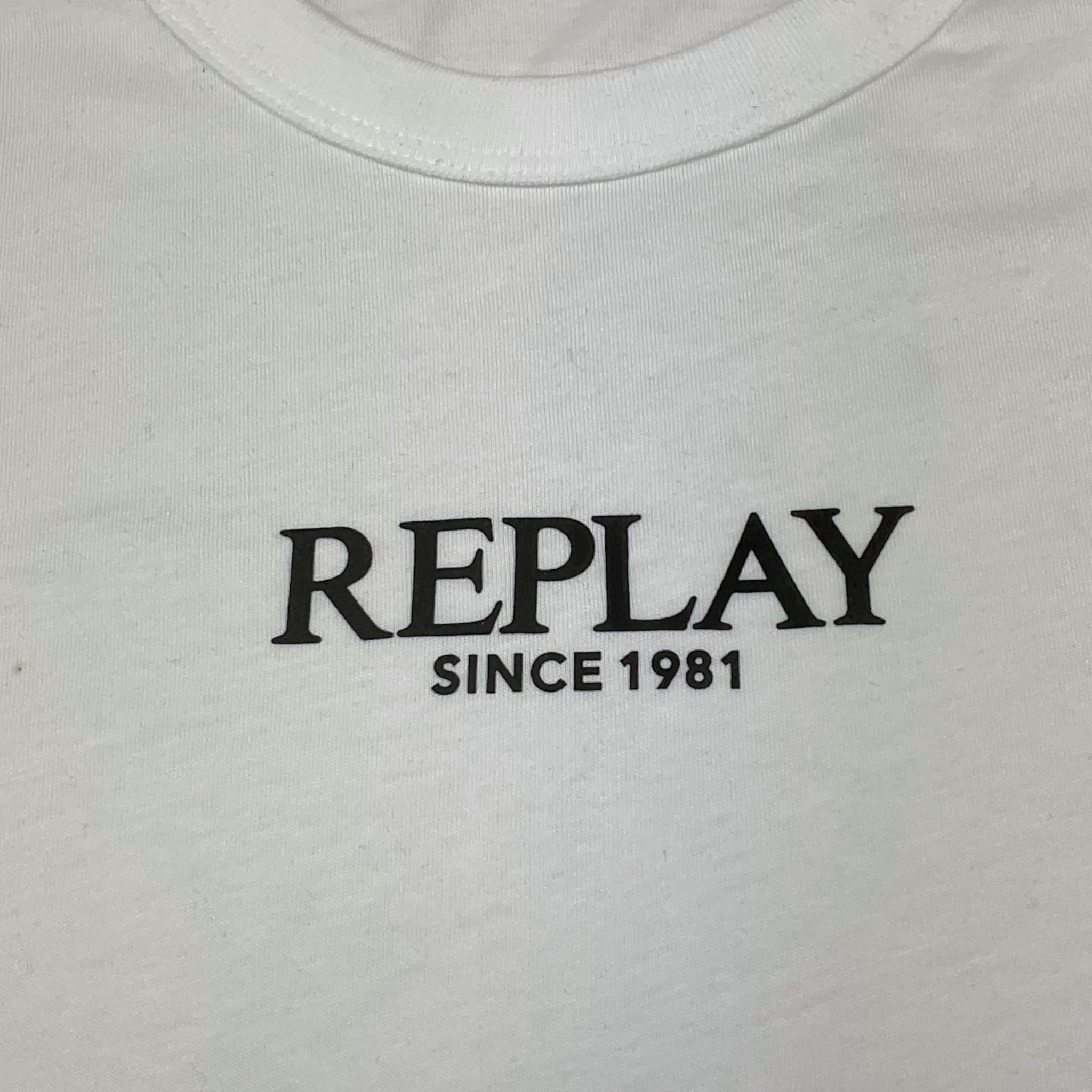 Replay T-Shirt Girocollo Tinta Unita con Logo per Bambino SB7404 BIANCO REPLAY 
