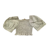 Nanan Top Half Sleeve Solid Color Beige For Girls