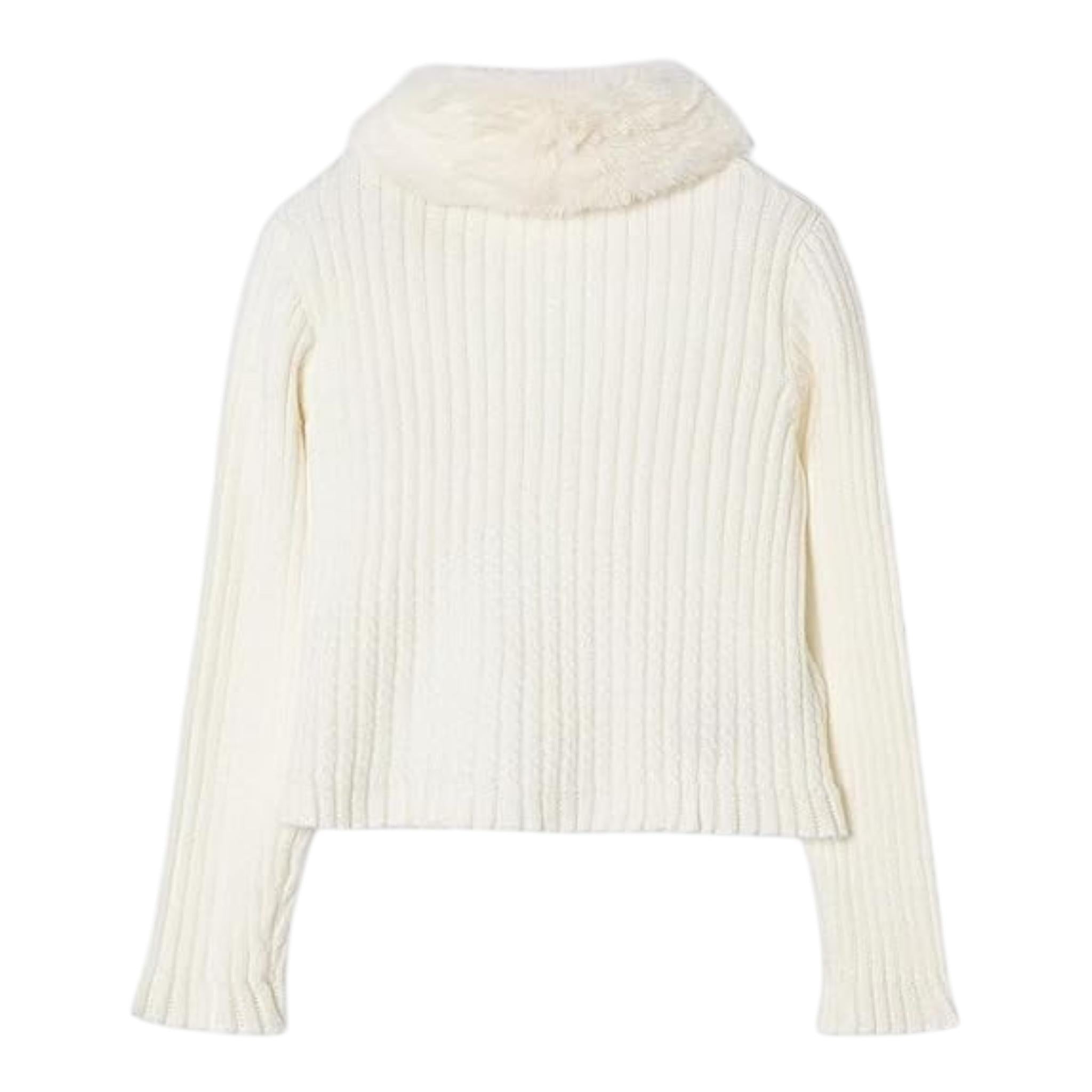 MAYORAL cardigan tinta unita con collo pelliccia Panna per Bambina 4309 PANNA MAYORAL 