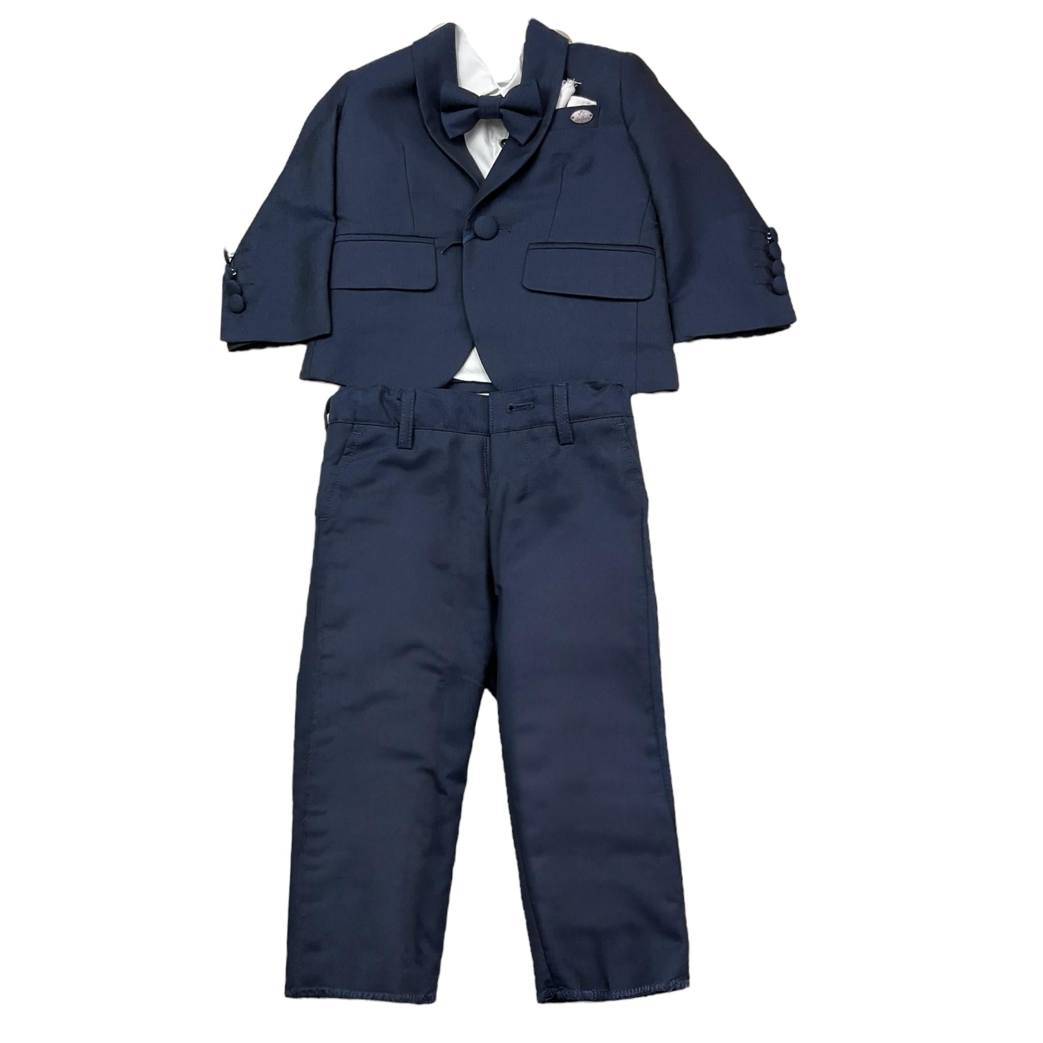 Les Gamins Completo 4 Pezzi Giacca-Camicia-Papillions-Pantalone per Neonato LGM402095N BLU LES GAMINS 