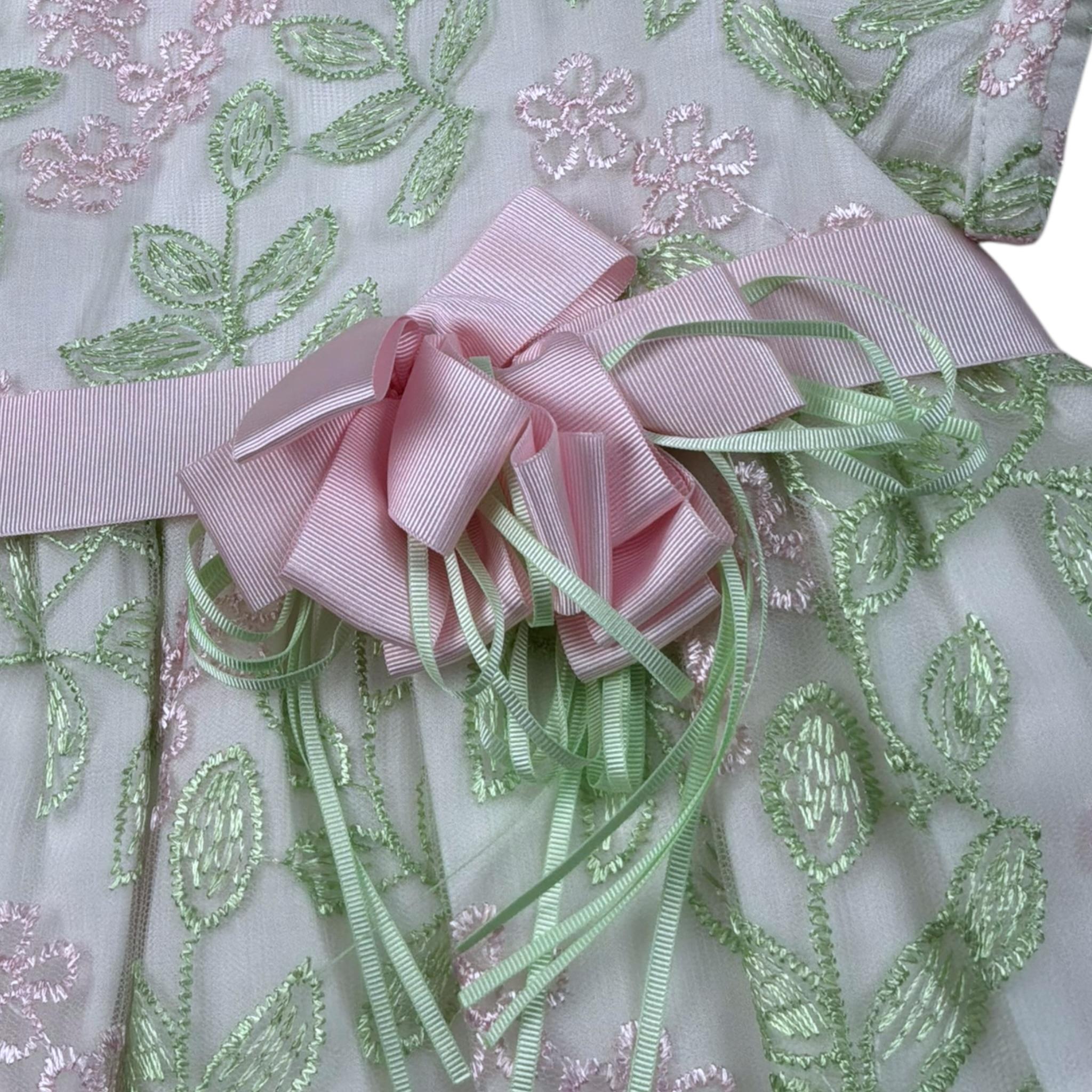 Aletta Abito Cerimonia Tinta Unita con Fantasia per Neonata H23465 BIANCO ALETTA 