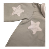 La Stupenderia Long Sleeve Onesie Solid Color With Beige Star Prints For Baby Girl