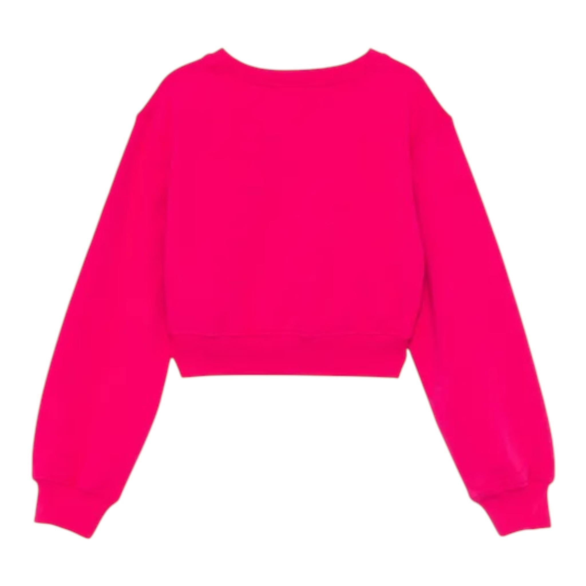 LIU JO felpa modello crop tinta unita con stampa Fuxia per Bambina GF4092 FUXIA LIU JO 
