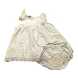 Marlu' Solid Color Sleeveless Dress With Embroidery And White Culotte For Baby Girl