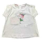 Liu Jo Solid Color Crew Neck T-Shirt with White Print for Baby Girls