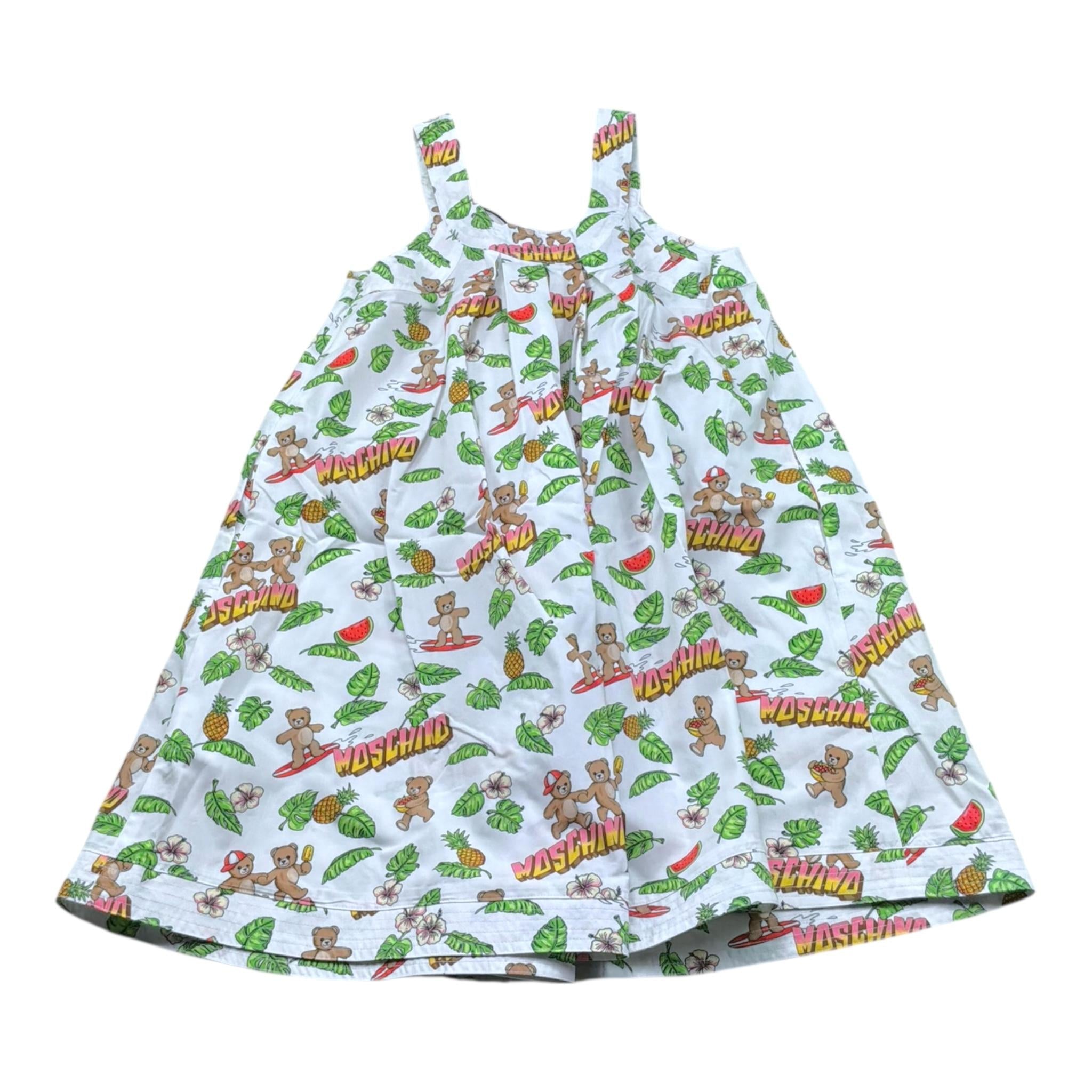 Moschino Abito Tinta Unita con Fantasia per Bambina HDV0HF BIANCO MOSCHINO 