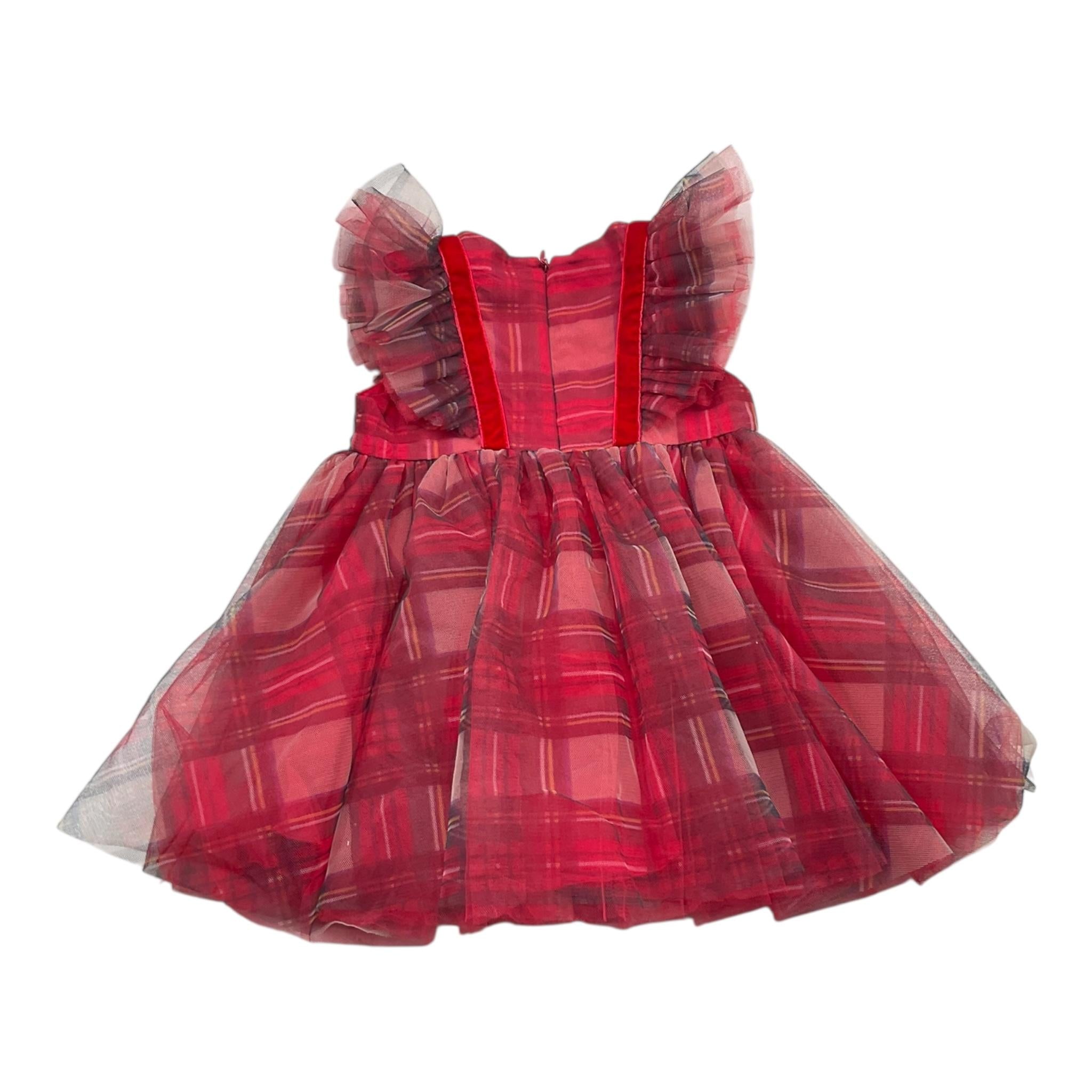 ILLIANA abito tinta unita con tulle Rosso per Neonata 205F ROSSO ILLIANA 