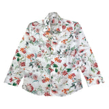 Alessandro Lamura Plain Shirt With White Flower Pattern For Boys