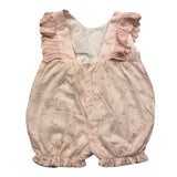 Babidu Baby Girl Solid Color Floral Printed Sleeveless Romper Pink