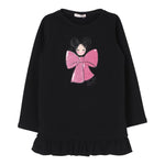 LIU JO abito in felpa girocollo tinta unita con stampa Nero per Bambina KF4107XX NERO LIU JO 